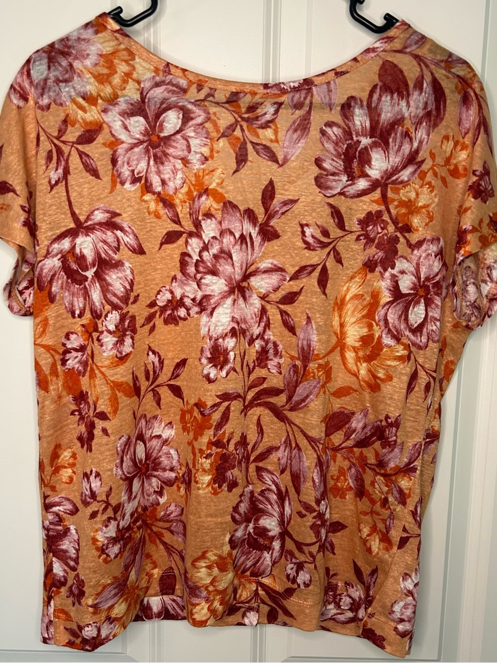 100% linen Rachel Zoe orange floral top